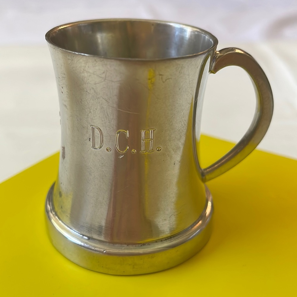 VTG made in England Pewter Glass bottom 1 1/2 oz measuring cup